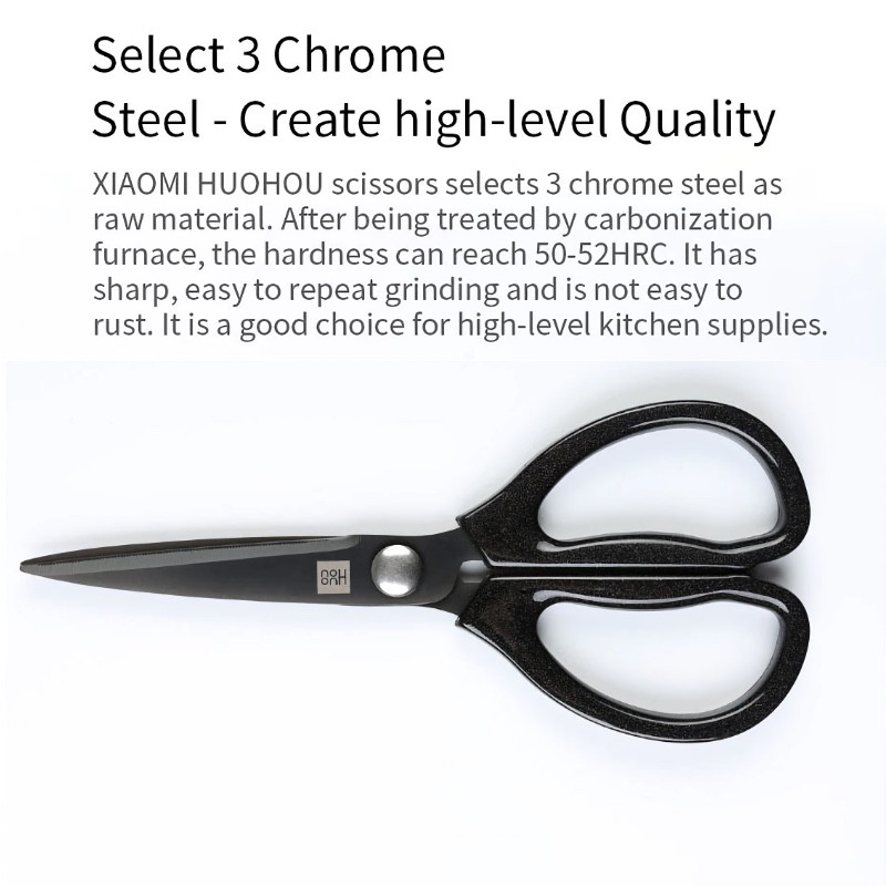 2Pcs Huohou Cool Black Kitchen Knife Scissor Non-Stick Stainless